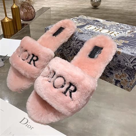 christian dior fur slides